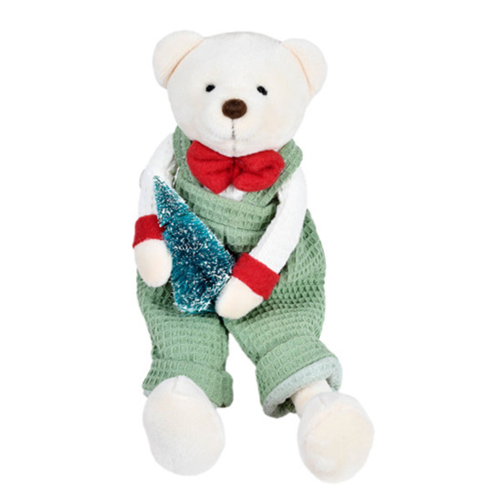 Imagem URSO NATALINO DECORATIVO COM PINHEIRO VERDE DE POLIÉSTER E ALGODÃO 27CM - GRILLO