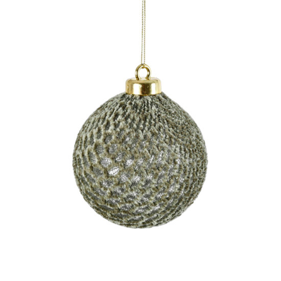 Imagem CONJUNTO 3 BOLAS DE NATAL TRABALHADAS VERDE OLIVA DE PVC 10CM - GRILLO