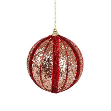 Imagem de CONJUNTO 3 BOLAS DE NATAL TRABALHADAS VERMELHAS E DOURADAS DE PVC 10CM - GRILLO - Grillo Ltda