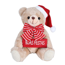 Imagem de URSO DE PELÚCIA NATALINO DE POLIÉSTER - 20X18X15CM - GRILLO - Grillo Ltda