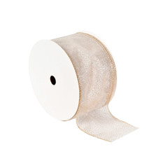 Imagem de FITA ARAMADA DECORATIVA CHAMPAGNE 6,3CM X 9,14M - GRILLO - Grillo Ltda