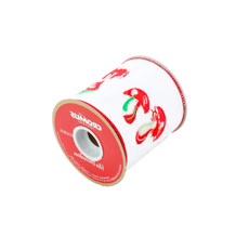 Imagem de FITA ARAMADA BRANCA DECORATIVA DE POLIÉSTER COM COGUMELOS 10,16CM X 4,57M - CROMUS - Cromus Embalagens Ind E Com Ltda
