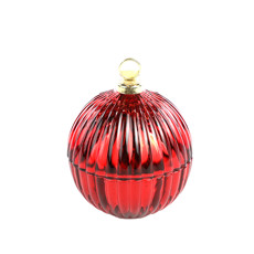 Imagem de BOMBONIERE DECORATIVA FORMATO BOLA DE NATAL VERMELHA EM VIDRO 8CM - CROMUS - Cromus Embalagens Ind E Com Ltda