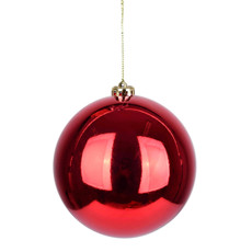 Imagem de BOLA NATALINA VERMELHA METALIZADA DE PLÁSTICO 15CM - GRILLO - Grillo Ltda