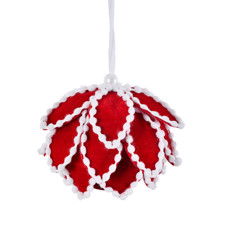 Imagem de PINHA DECORATIVA EM POLIÉSTER VERMELHA E BRANCA 12X12CM - GRILLO  - Grillo Ltda