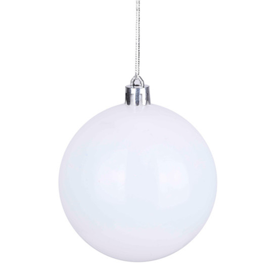 Imagem BOLA NATALINA BRANCA METALIZADA DE PLÁSTICO 2UND 8CM - GRILLO