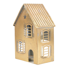 Imagem de PORTA VELAS DOURADO DECORATIVO FORMATO CASA 22X15X10CM - CROMUS - Cromus Embalagens Ind E Com Ltda