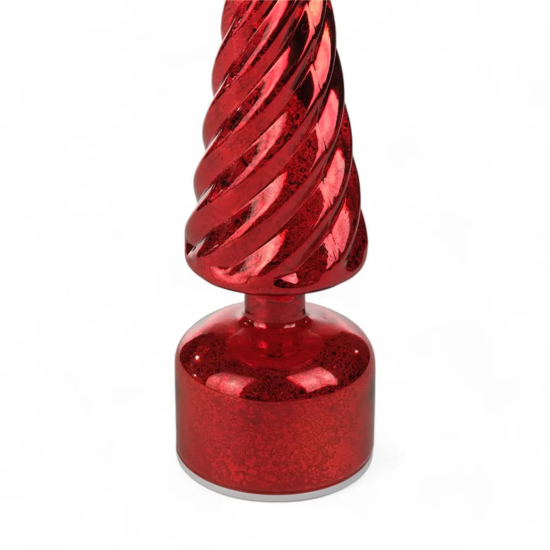 Imagem ÁRVORE NATALINA DE VIDRO VERMELHA GIRATÓRIA COM LED 30X9CM - CROMUS