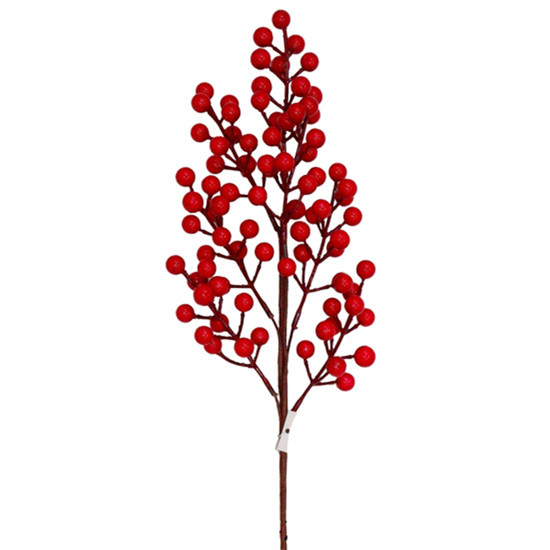 Imagem HASTE DECORATIVA DE BERRIES VERMELHAS EM PLÁSTICO E METAL 56CM - GRILLO