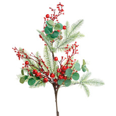 Imagem de HASTE DECORATIVA  MOLDÁVEL DE FRUTAS VERMELHAS E FOLHAGEM VERDE 65X25X20CM - CROMUS - Cromus Embalagens Ind E Com Ltda