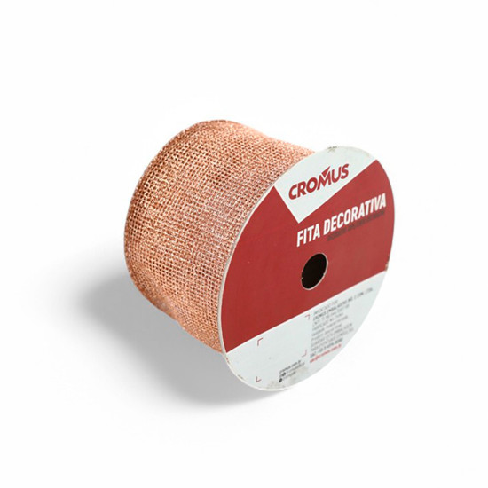 Imagem FITA ARAMADA NUDE DECORATIVA DE POLIÉSTER 6,3CM X 4,57M - CROMUS