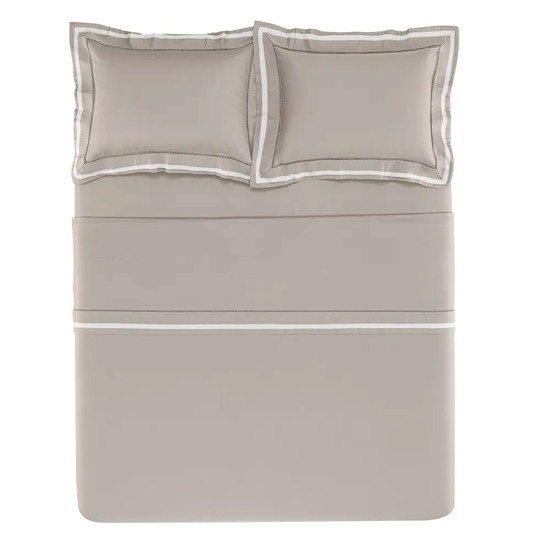 Imagem JOGO DE CAMA KING 300 FIOS VALVERDE BRANCO/MARMO DE ALGODÃO - TRUSSARDI 