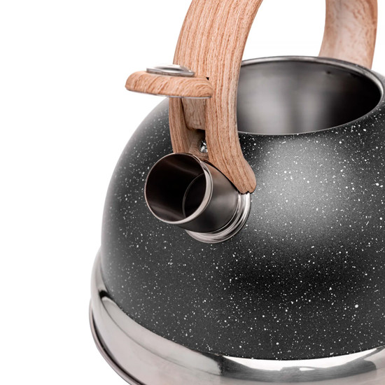 Imagem CHALEIRA DE INDUÇÃO 3L GRANILITE PRETO DE ALUMÍNIO COM APITO 20X24X22CM - WOLFF