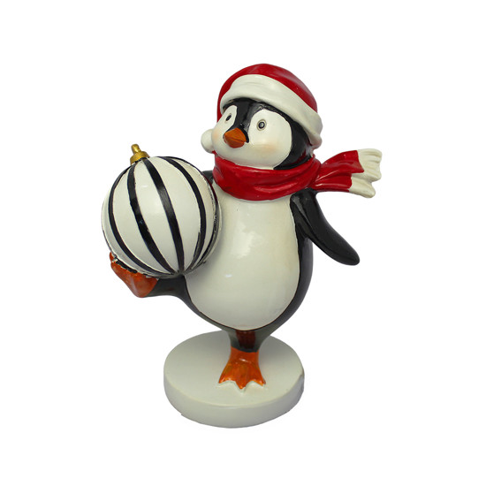Imagem PINGUIM NATALINO DECORATIVO COM GORRO E CACHECOL VERMELHO EM RESINA - CROSS