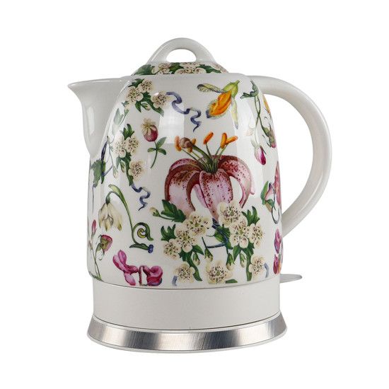 Imagem CHALEIRA ELÉTRICA DE PORCELANA ELEGANCE 1,5L BRANCA FLORAL 220V - TUUT