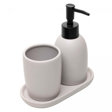 Imagem de CONJUNTO 3 PEÇAS PARA BANHEIRO LONDRES 220ML CINZA CERÂMICA - LYOR - Coliseu Presentes Ltda