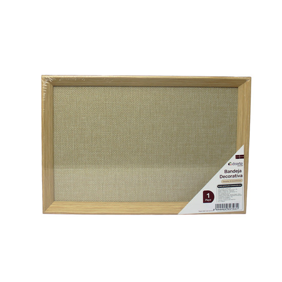 Imagem BANDEJA DECORATIVA BEGE DE MADEIRA E POLIÉSTER 2,5X30X20CM - DCARTE