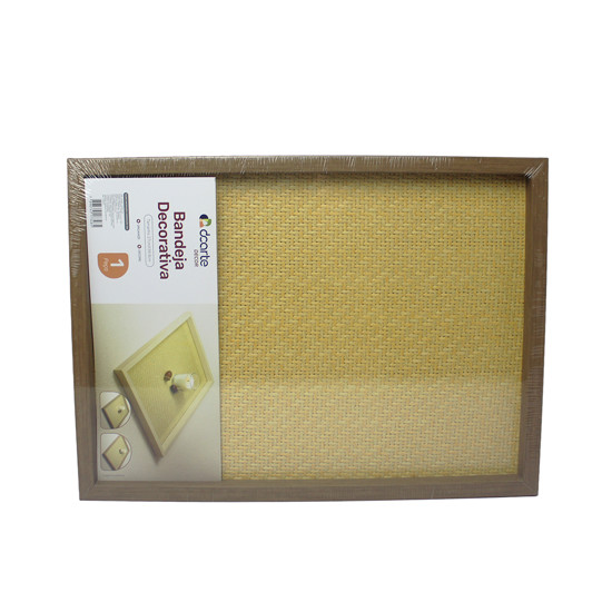 Imagem BANDEJA DECORATIVA MARROM DE MADEIRA E POLIÉSTER 2,5X37X27CM - DCARTE