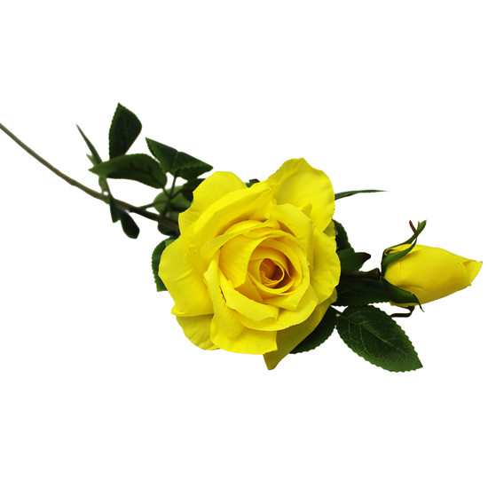 Imagem HASTE DE ROSA AMARELA DECORATIVA DE PLÁSTICO 60X10CM - GRILLO