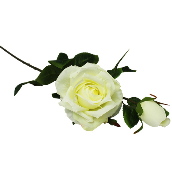 Imagem HASTE DE ROSA DIAMANTE CREME DECORATIVA DE PLÁSTICO 60X10CM - GRILLO