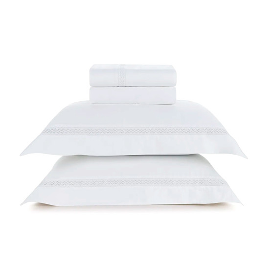 Imagem JOGO DE CAMA QUEEN 300 FIOS 100% ALGODÃO EGÍPCIO MORELLI BRANCO - TRUSSARDI
