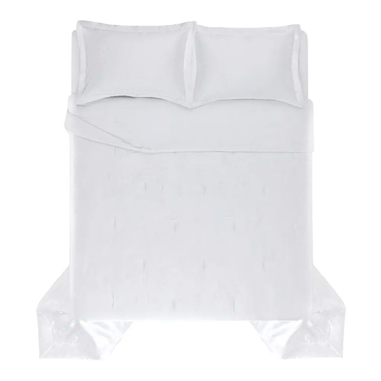 Imagem JOGO DE COLCHA QUEEN 300 FIOS DE ALGODÃO BAMBU OLIVINE BRANCO - TRUSSARDI