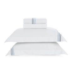 Imagem de JOGO DE CAMA QUEEN 200 FIOS DE ALGODÃO MENFI BRANCO/AZUL - TRUSSARDI - Karsten S.A 