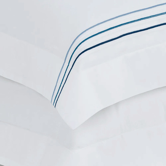 Imagem JOGO DE CAMA QUEEN 200 FIOS DE ALGODÃO MENFI BRANCO/AZUL - TRUSSARDI