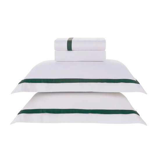 Imagem JOGO DE CAMA QUEEN 300 FIOS DE ALGODÃO VERCELLI BRANCO/FOGLI - TRUSSARDI