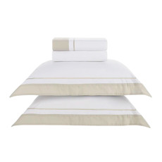 Imagem de JOGO DE CAMA KING 200 FIOS DE ALGODÃO FIESOLE BRANCO/GRIGIO - TRUSSARDI - Karsten S.A 