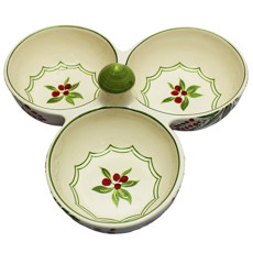 Imagem de PETISQUEIRA BERRIES E FOLHAS VERDES DE CERÂMICA 8X24X24CM - CERÂMICA LUIZ SALVADOR - São Lourenco Comercio E Decoracao Eireli