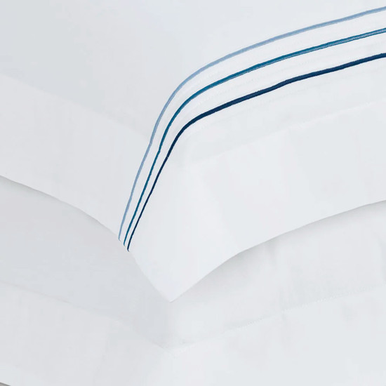 Imagem JOGO DE CAMA KING 200 FIOS DE ALGODÃO MENFI BRANCO/AZUL - TRUSSARDI