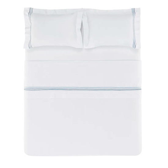 Imagem JOGO DE CAMA QUEEN 200 FIOS DE ALGODÃO MENFI BRANCO/AZUL - TRUSSARDI