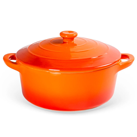 Imagem PANELA COM TAMPA EM CERÂMICA LARANJA DEGRADÊ - CROSS