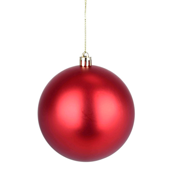 Imagem BOLA NATALINA DECORATIVA VERMELHA FOSCA DE PLÁSTICO 10CM - GRILLO