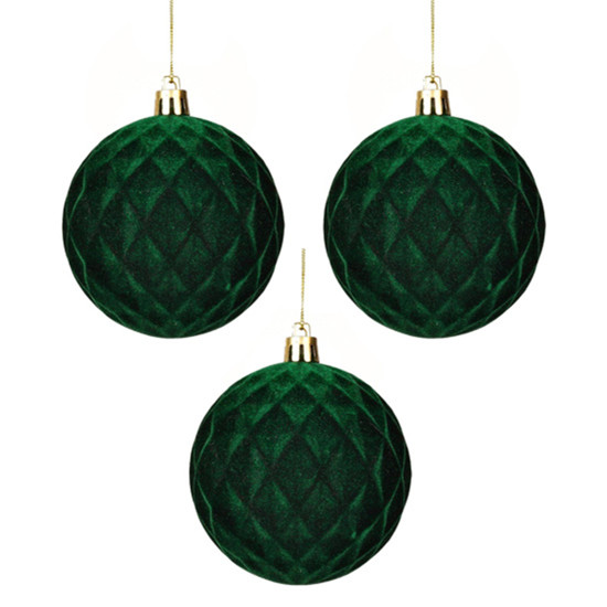 Imagem BOLA NATALINA DECORADA VERDE DE PVC 3UND 8CM - GRILLO