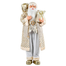 Imagem de PAPAI NOEL DECORATIVO CHAMPAGNE E PRATEADO DE PLÁSTICO E ALGODÃO 120CM - GRILLO - Grillo Ltda