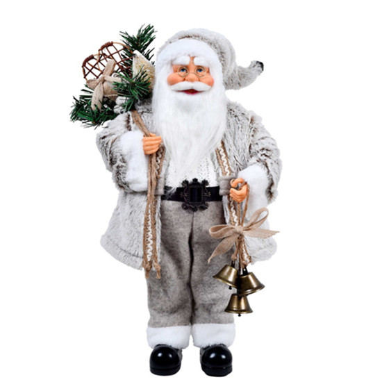 Imagem PAPAI NOEL DECORATIVO BRANCO COM SINO E ENFEITES 45CM - GRILLO