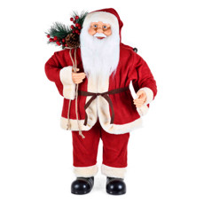 Imagem de PAPAI NOEL DECORATIVO VERMELHO DE PLÁSTICO E ALGODÃO 80CM - GRILLO - Grillo Ltda