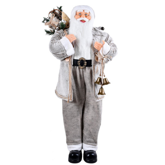 Imagem PAPAI NOEL DECORATIVO BRANCO COM SINO E ENFEITES 120CM - GRILLO