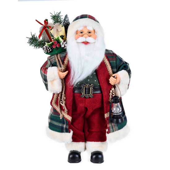 Imagem PAPAI NOEL DECORATIVO VERMELHO E VERDE DE PLÁSTICO E ALGODÃO 45CM - GRILLO
