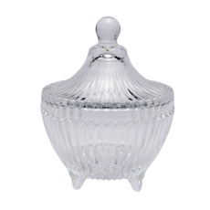 Imagem de POTICHE COM TAMPA DECORATIVO DE VIDRO 13X10,5X10,5CM - ADELY CRYSTAL - Dayhome Comercial Ltda