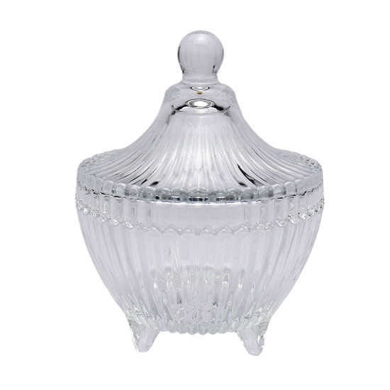 Imagem POTICHE COM TAMPA DECORATIVO DE VIDRO 13X10,5X10,5CM - ADELY CRYSTAL