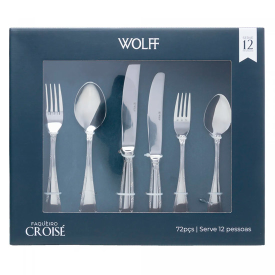 Imagem FAQUEIRO 72 PEÇAS CROISÉ EM AÇO INOX COM CAIXA LITOGRAFADA - WOLFF