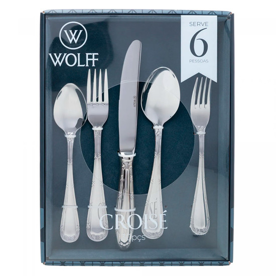 Imagem FAQUEIRO 30 PEÇAS CROISÉ EM AÇO INOX COM CAIXA LITOGRAFADA - WOLFF