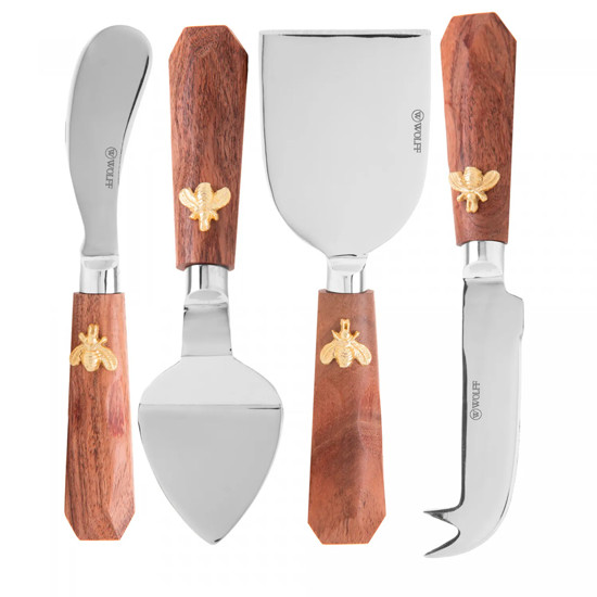 Imagem CONJUNTO 4 PEÇAS PARA QUEIJO NEW BEE 17,5CM X 4CM EM AÇO INOX - WOLFF