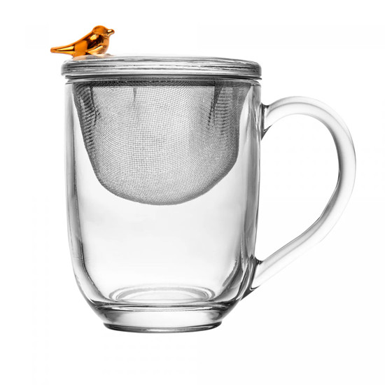 Imagem CANECA COM TAMPA E FILTRO GOLDEN BIRD 350ML CRISTAL 12X15X8CM - WOLFF