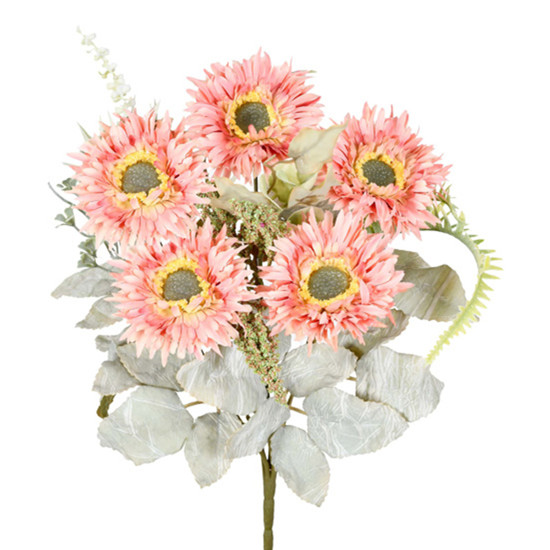 Imagem BUQUÊ DECORATIVO DE PLÁSTICO MOLDÁVEL DE GERBERA ROSA OUTONO 31X25CM - GRILLO