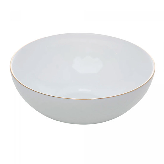 Imagem BOWL ROYALE COM FIO DOURADO DE VIDRO OPALINO 6X15,5X15,5CM - WOLFF