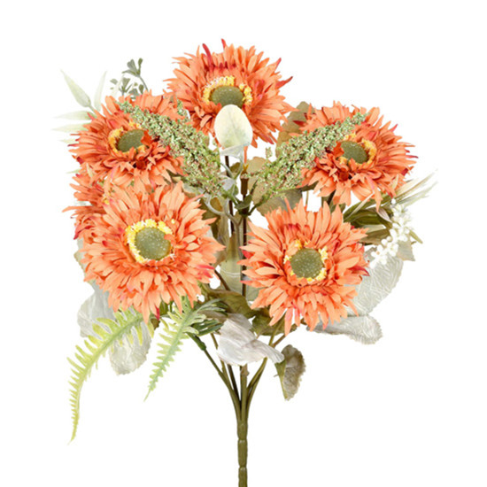Imagem BUQUÊ DECORATIVO DE PLÁSTICO MOLDÁVEL DE GERBERA LARANJA OUTONO 31X25CM - GRILLO